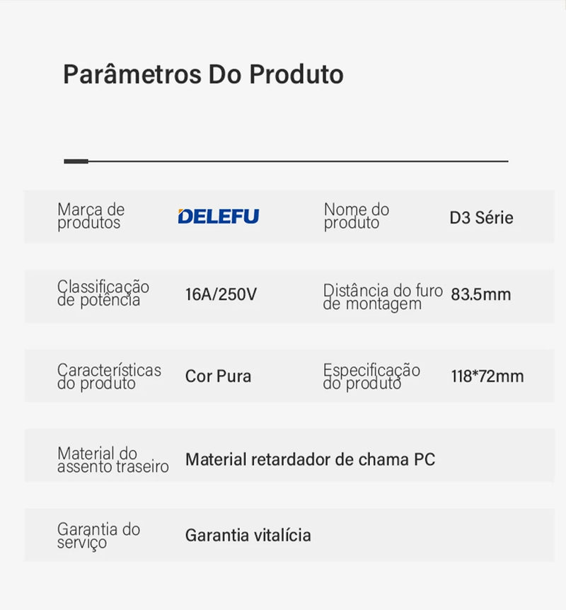 DELEFU-Tomada Interruptor Com Usb Parede 110/220v Padrão 4x2 Carrega Turbo Cor Branca