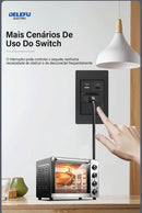 DELEFU Painel PC Fireproof Duplo USB Tipo C Carga Brasil Tomada Padrão Parede P