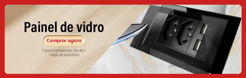 DELEFU Painel PC Fireproof Duplo USB Tipo C Carga Brasil Tomada Padrão Parede P