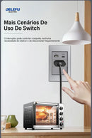 DELEFU Cinza Painel PC Brasil Standard Outlet Duplo USB Tipo C Parede Power Sock