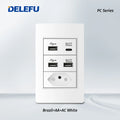 DELEFU-Tomada Interruptor Com Usb Parede 110/220v Padrão 4x2 Carrega Turbo Cor Branca
