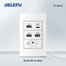 DELEFU-Tomada Interruptor Com Usb Parede 110/220v Padrão 4x2 Carrega Turbo Cor Branca