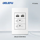 DELEFU-Tomada Interruptor Com Usb Parede 110/220v Padrão 4x2 Carrega Turbo Cor Branca