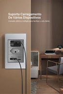 DELEFU Cinza Painel PC Brasil Standard Outlet Duplo USB Tipo C Parede Power Sock