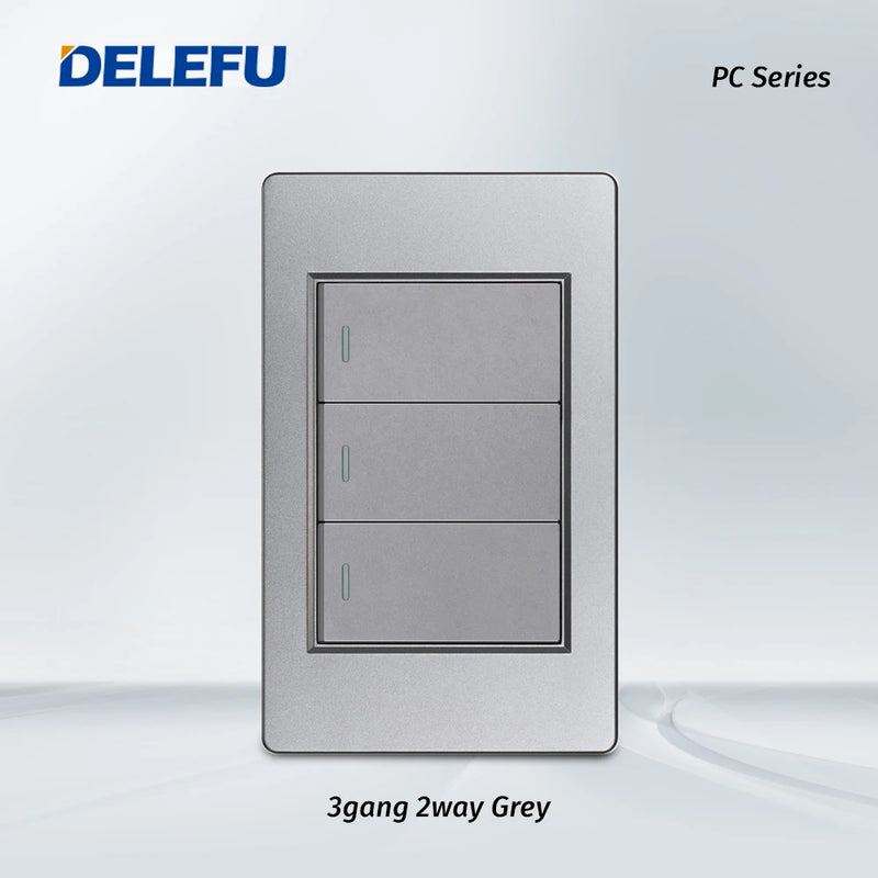 DELEFU Cinza Painel PC Brasil Standard Outlet Duplo USB Tipo C Parede Power Sock
