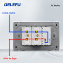 DELEFU Painel PC Fireproof Duplo USB Tipo C Carga Brasil Tomada Padrão Parede P