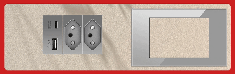 DELEFU Cinza Painel PC Brasil Standard Outlet Duplo USB Tipo C Parede Power Sock