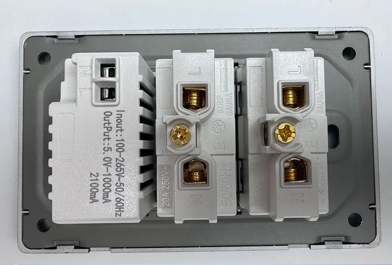 DELEFU Cinza Painel PC Brasil Standard Outlet Duplo USB Tipo C Parede Power Sock