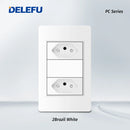 DELEFU-Tomada Interruptor Com Usb Parede 110/220v Padrão 4x2 Carrega Turbo Cor Branca