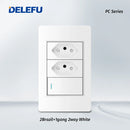 DELEFU-Tomada Interruptor Com Usb Parede 110/220v Padrão 4x2 Carrega Turbo Cor Branca