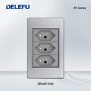 DELEFU Cinza Painel PC Brasil Standard Outlet Duplo USB Tipo C Parede Power Sock