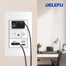 DELEFU-Tomada Interruptor Com Usb Parede 110/220v Padrão 4x2 Carrega Turbo Cor Branca