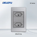 DELEFU Cinza Painel PC Brasil Standard Outlet Duplo USB Tipo C Parede Power Sock