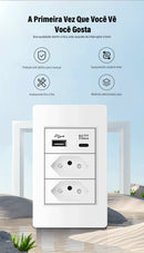 DELEFU-Tomada Interruptor Com Usb Parede 110/220v Padrão 4x2 Carrega Turbo Cor Branca