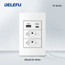 DELEFU-Tomada Interruptor Com Usb Parede 110/220v Padrão 4x2 Carrega Turbo Cor Branca