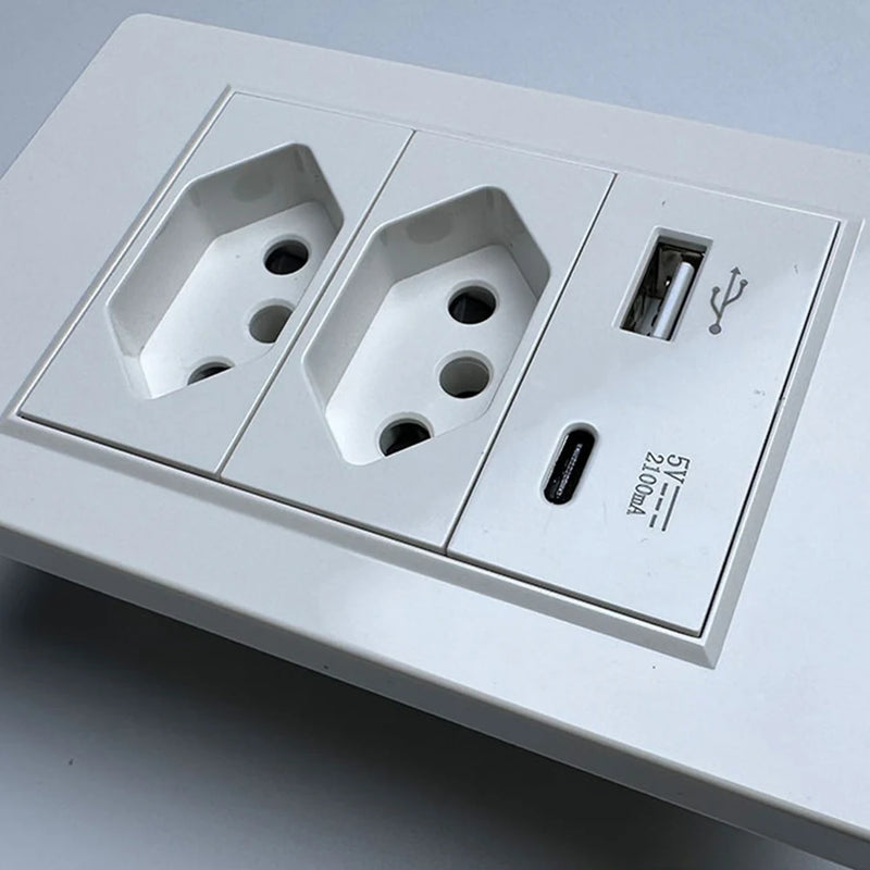 DELEFU-Tomada Interruptor Com Usb Parede 110/220v Padrão 4x2 Carrega Turbo Cor Branca