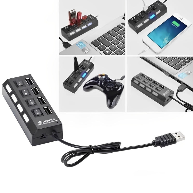 ALFA Hub Usb 2.0 4 Portas Régua Extensão Pen Drive Teclado 480mbps